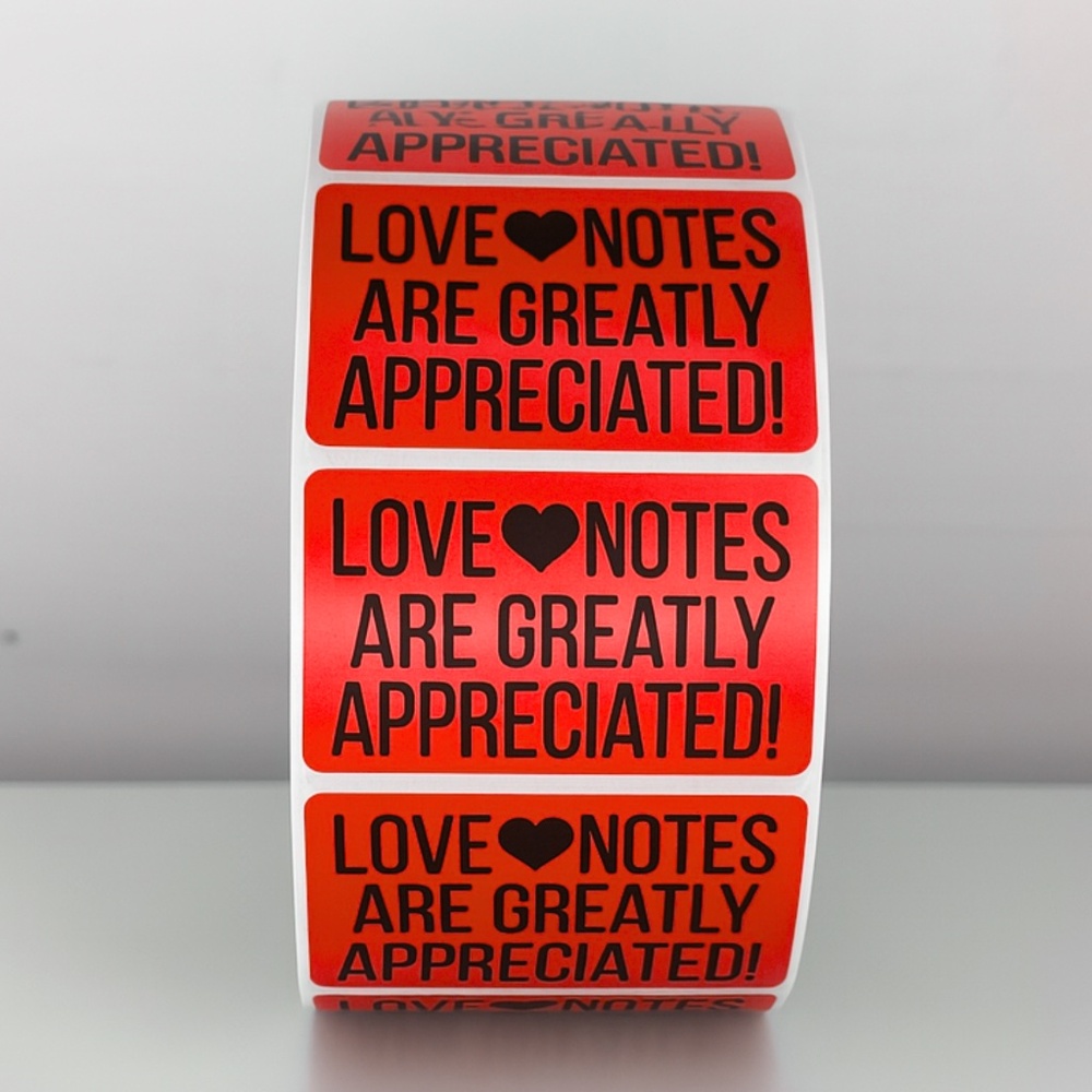 Love Notes Are Appreciated Stickers | Small Business Thank You Labels